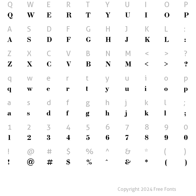 Character Map of Bodoni Bold Cyrillic