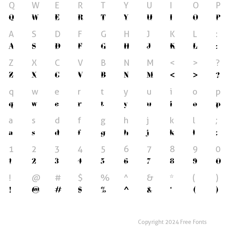 Character Map of Bodoni Brush ITC Std Regular