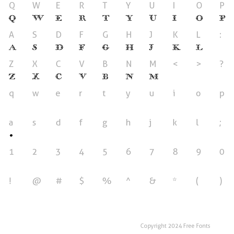 Character Map of Bodoni Classic Bambus Initials Regular