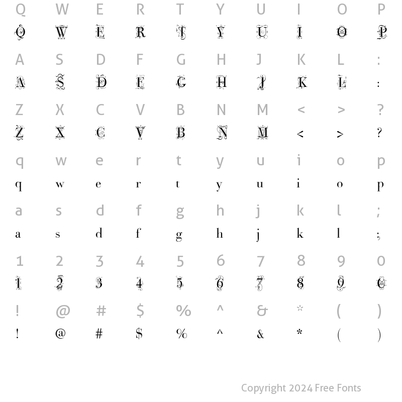 Character Map of Bodoni Classic Deco Roman Roman Medium