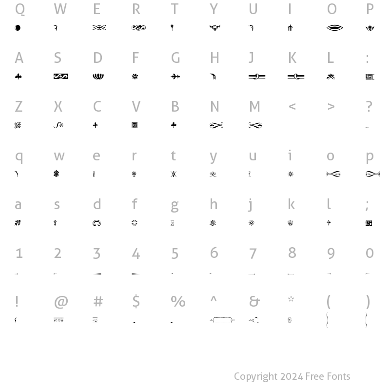 Character Map of Bodoni Classic Ornaments Regular