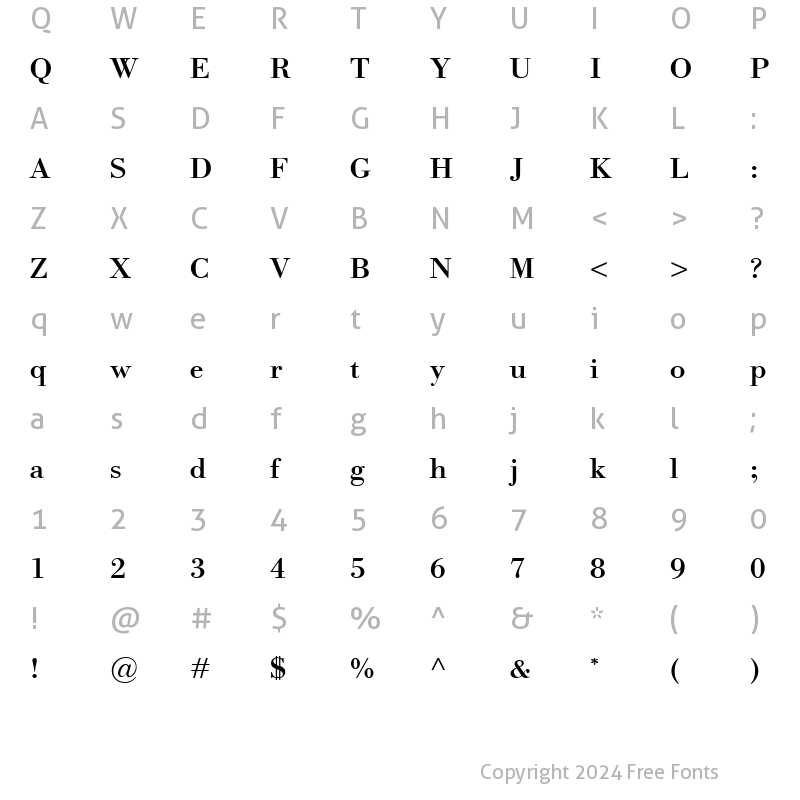 Character Map of Bodoni Classico Bold