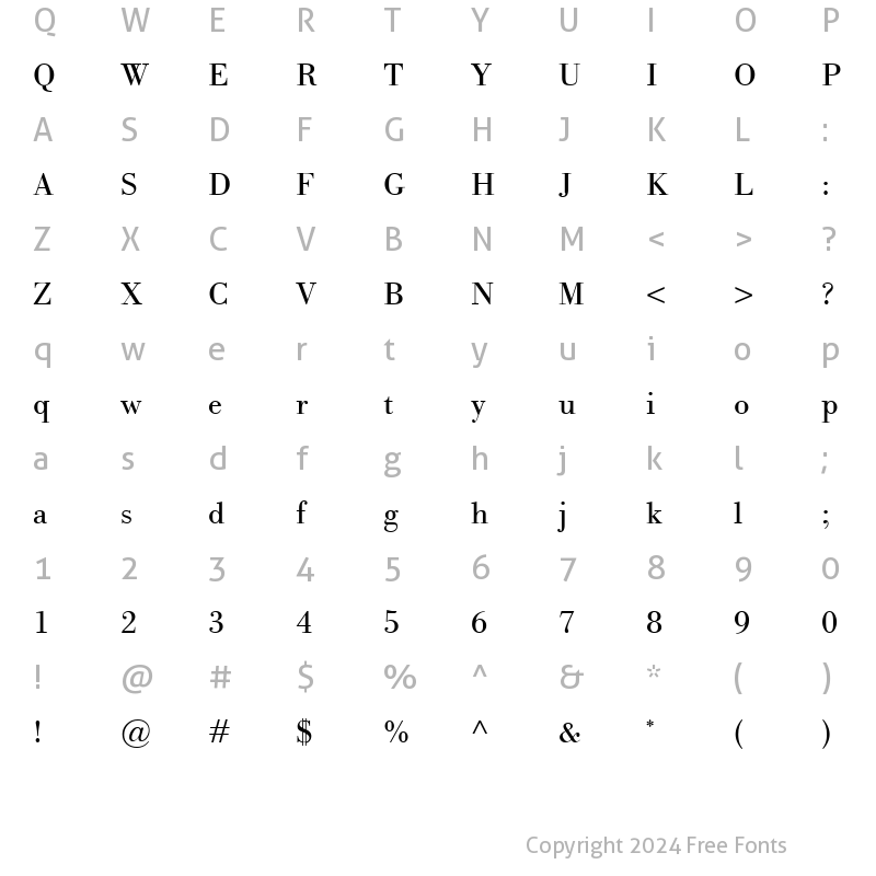 Character Map of Bodoni Classico Regular