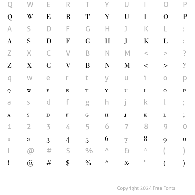 Character Map of Bodoni Classico SC Regular