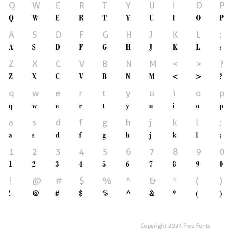 Character Map of Bodoni-Condensed Bold