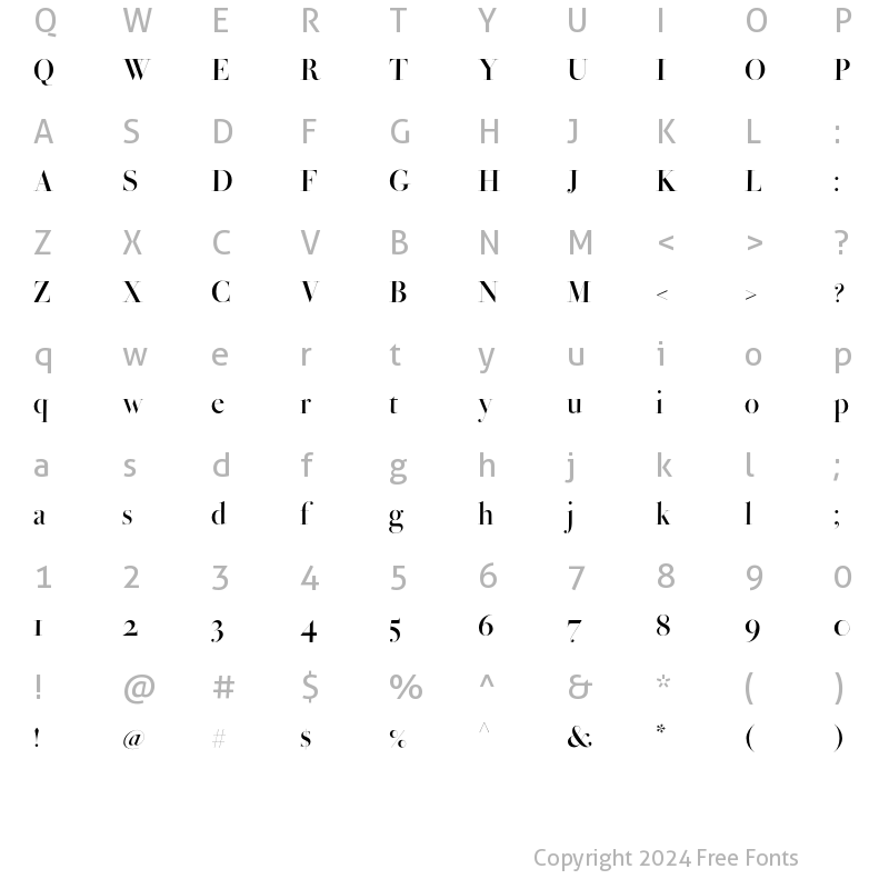 Character Map of Bodoni Ferrara Banner Semibold