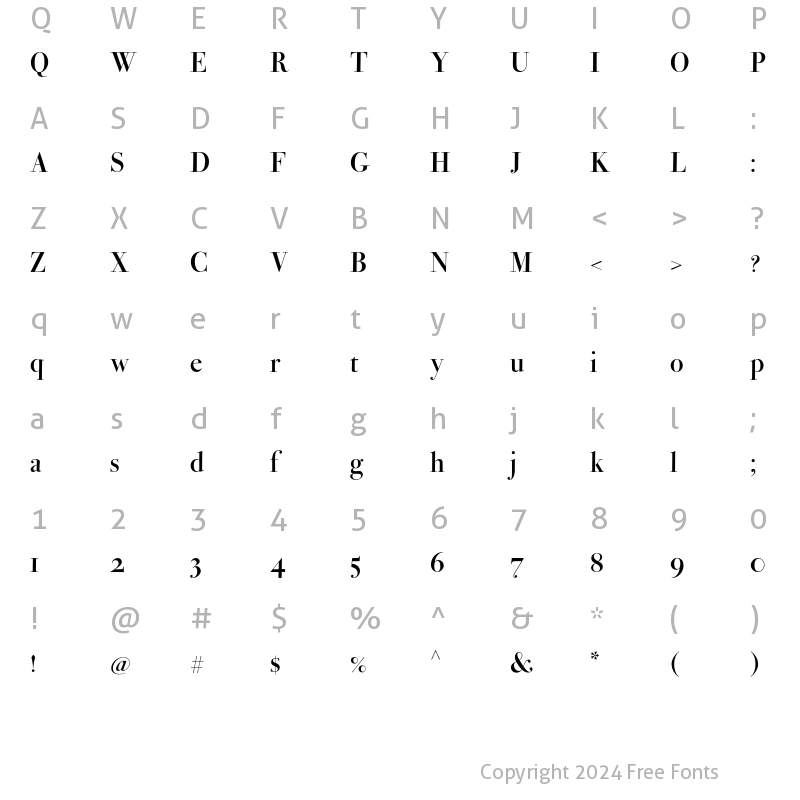 Character Map of Bodoni Ferrara Display Semibold