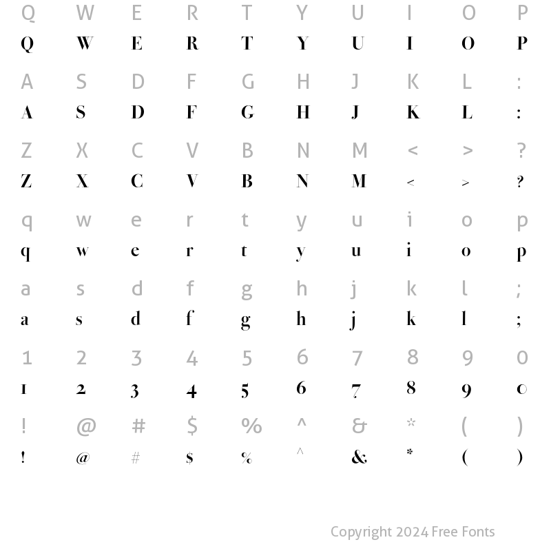 Character Map of Bodoni Ferrara Poster Bold