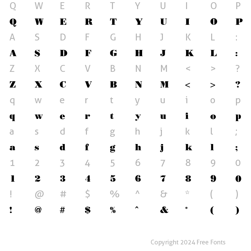 Character Map of Bodoni ICG Poster