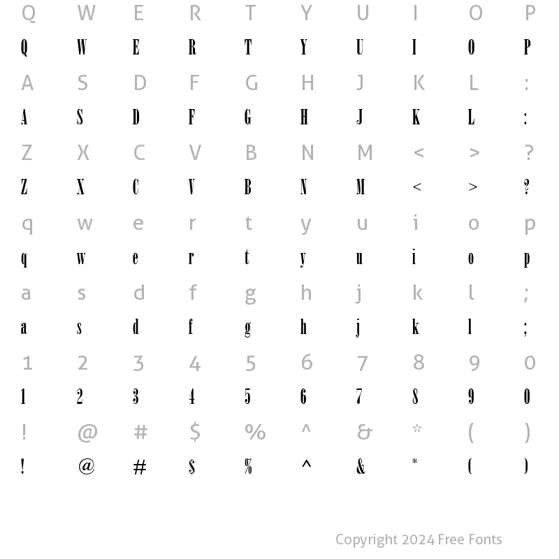 Character Map of Bodoni MT Poster Compressed