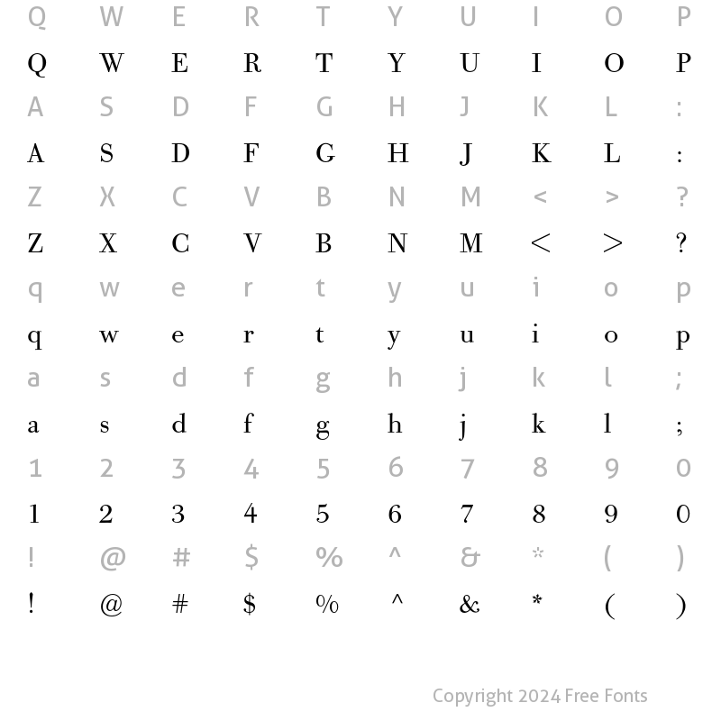 Character Map of Bodoni Old Face BE Regular