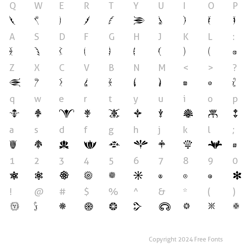 Character Map of Bodoni Ornaments ITC Regular