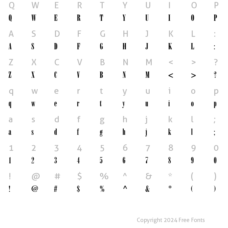 Character Map of Bodoni Poster Condensed SSi Poster Condensed