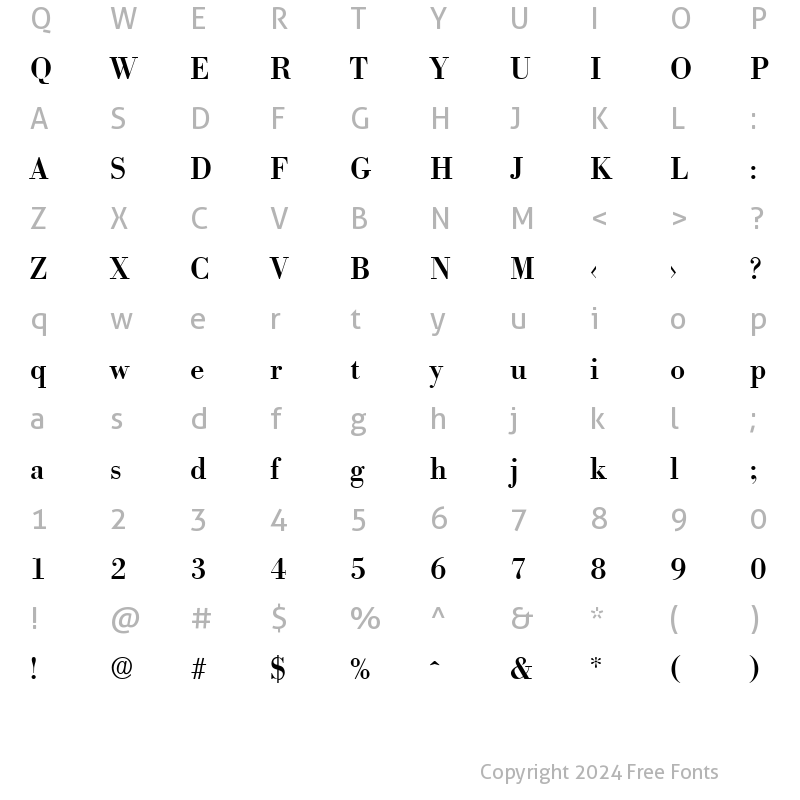 Character Map of Bodoni-Serial-Medium Regular