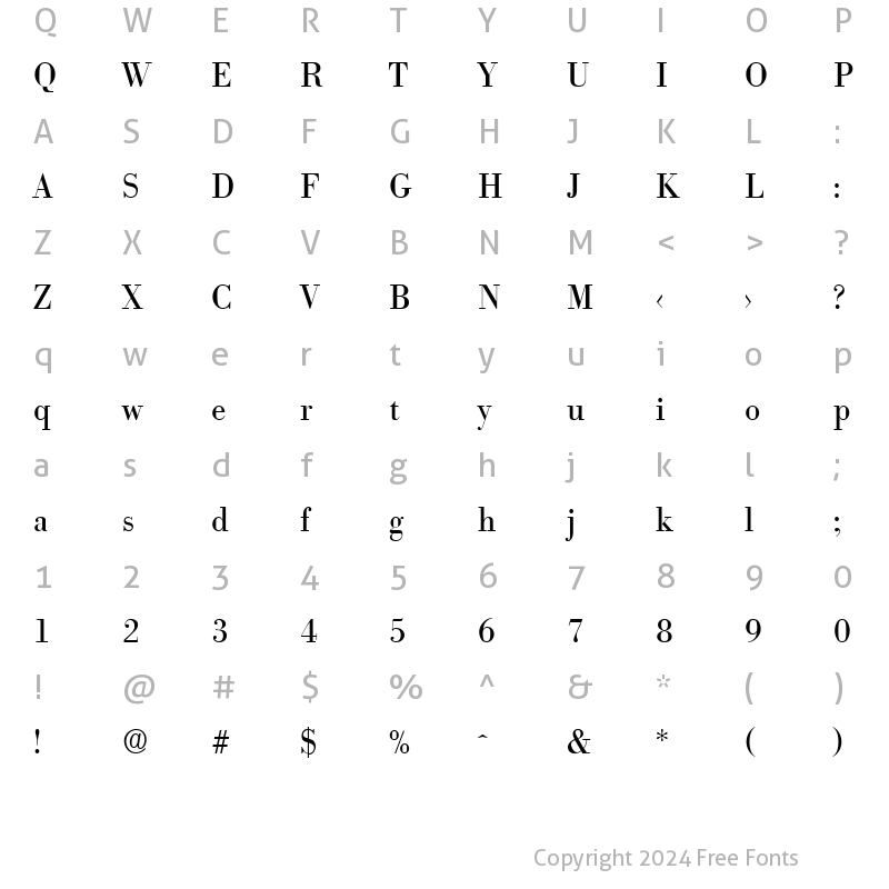 Character Map of Bodoni-Serial Regular