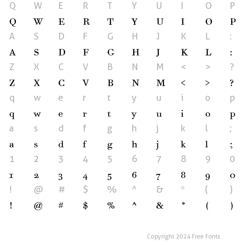 Character Map of Bodoni Six OS ITC TT Book