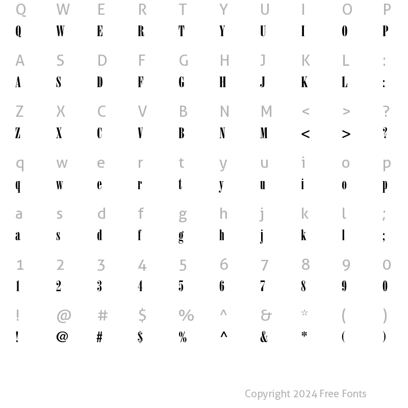 Character Map of Bodoni Std Poster Compressed