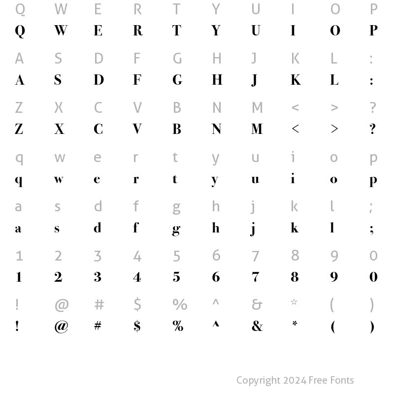 Character Map of Bodoni Svntytwo ITC Std Bold