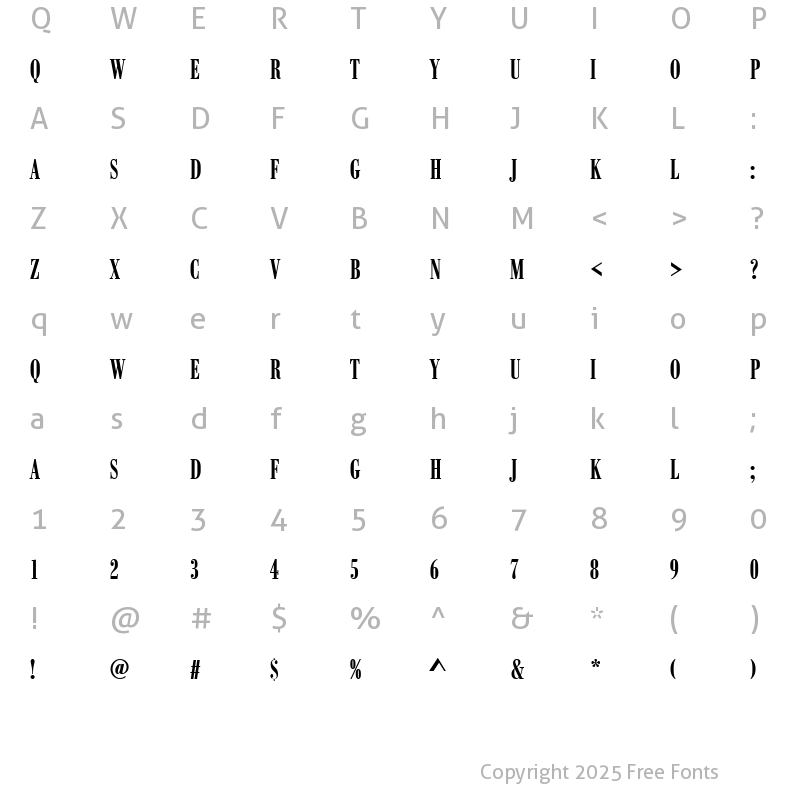 Character Map of BodoniAntComDDemBol Regular