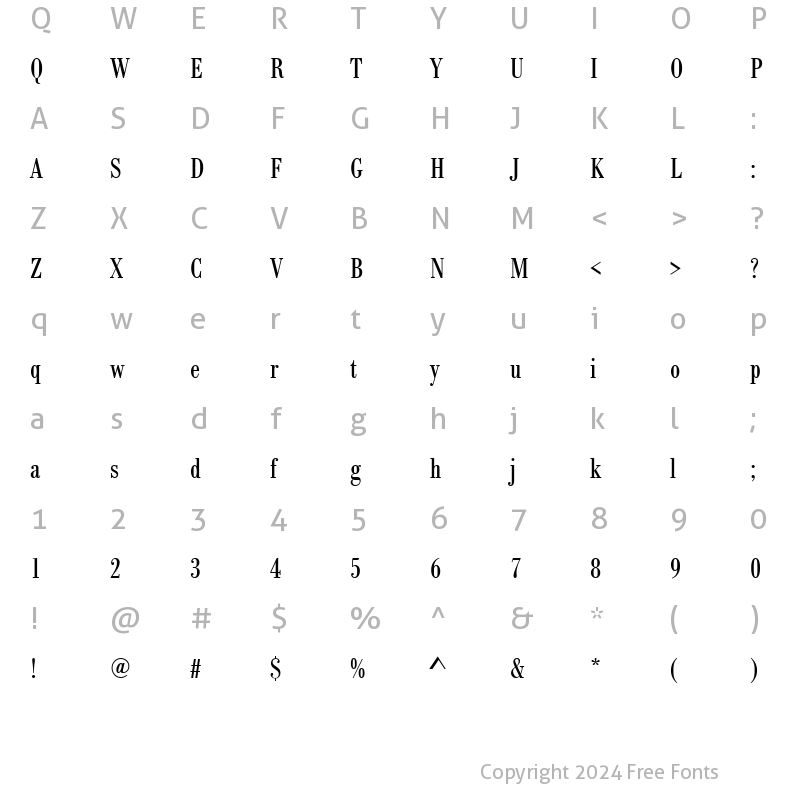 Character Map of BodoniAntTCon Regular