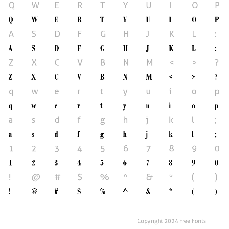 Character Map of BodoniAntTDemBolCon Regular