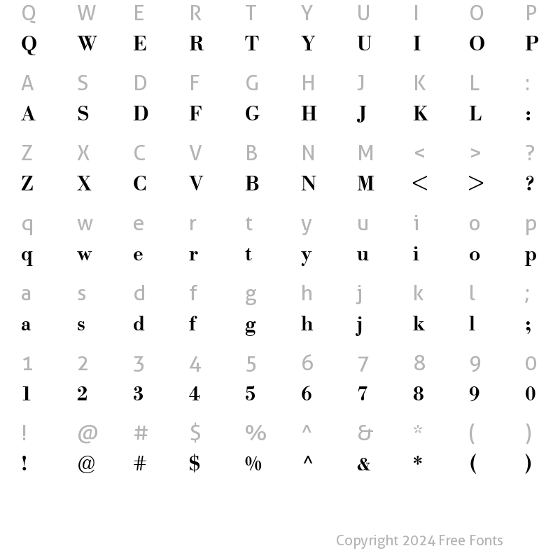 Character Map of BodoniBE-Medium Medium