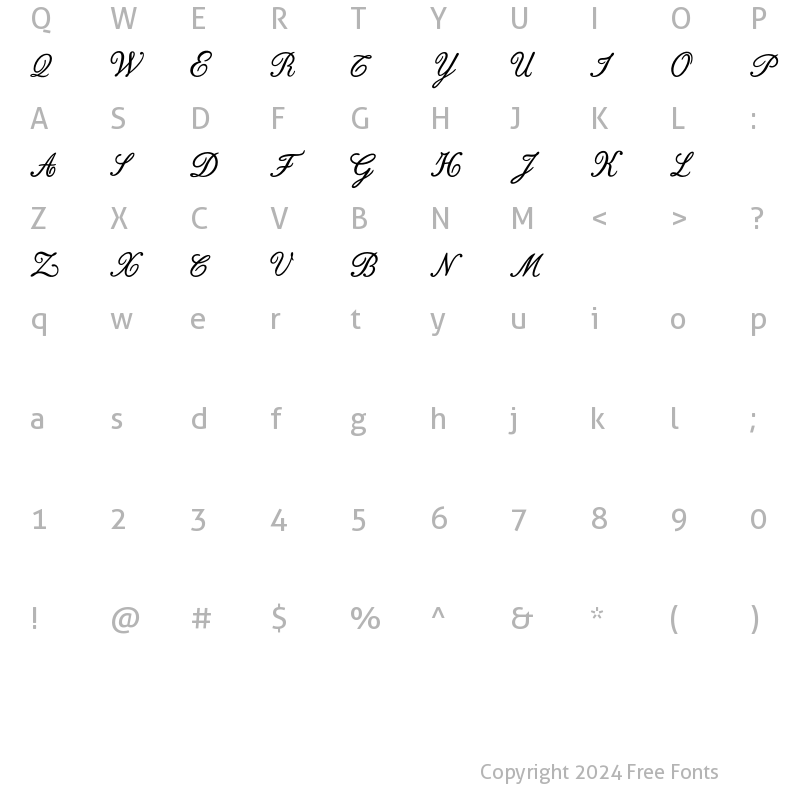 Character Map of BodoniClassic EnglishInitials Regular