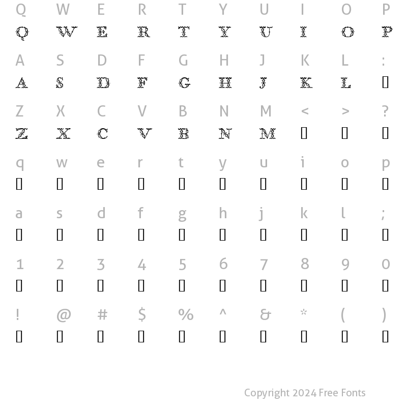 Character Map of BodoniClassic FloralInitials