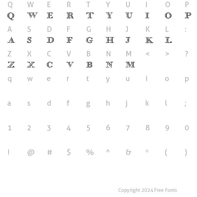 Character Map of BodoniClassic ShadowInitials Regular