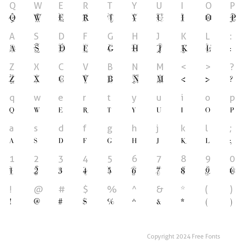 Character Map of BodoniClassicDecoCaps Regular