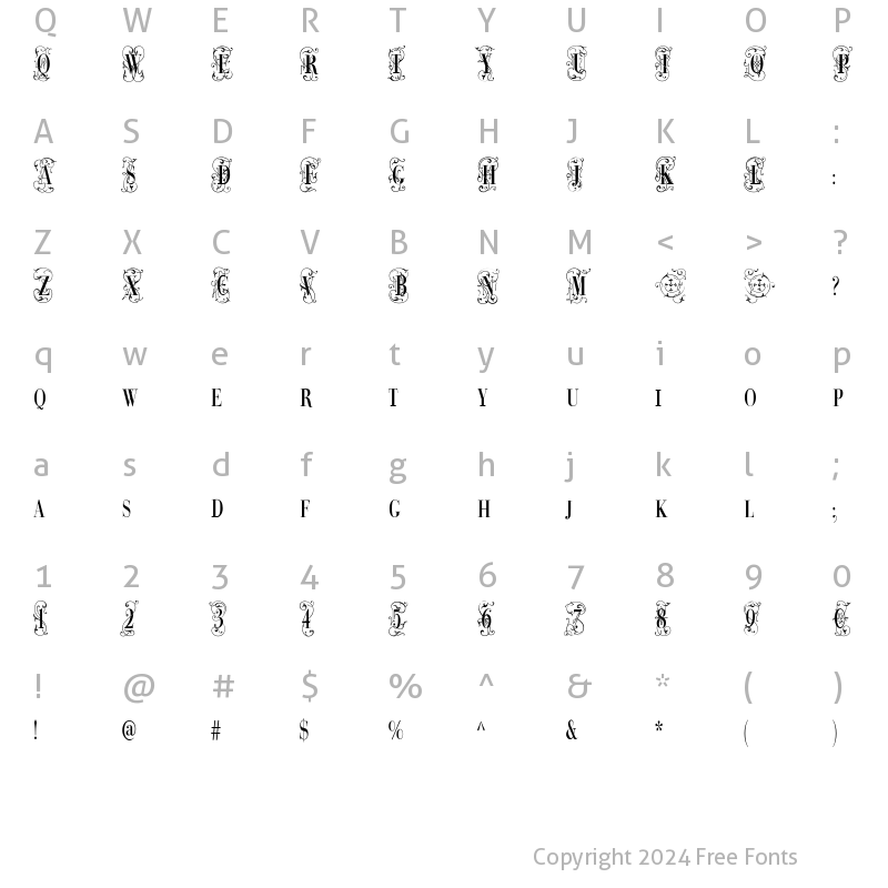 Character Map of BodoniClassicDecoTwoCaps Regular