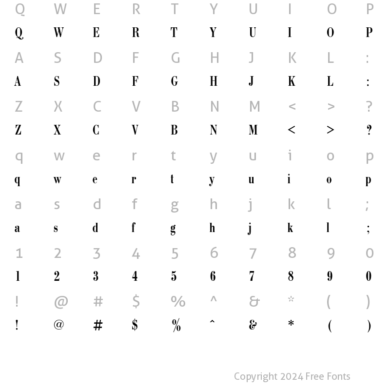 Character Map of BodoniCondC Regular