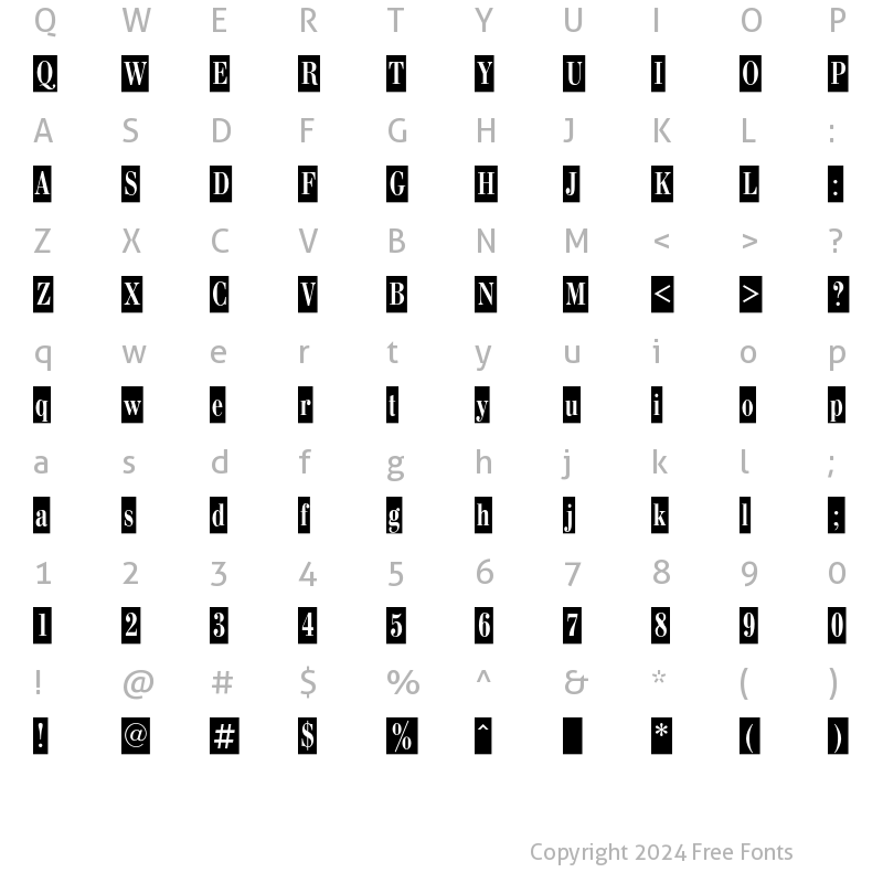 Character Map of BodoniCondCameoC Regular