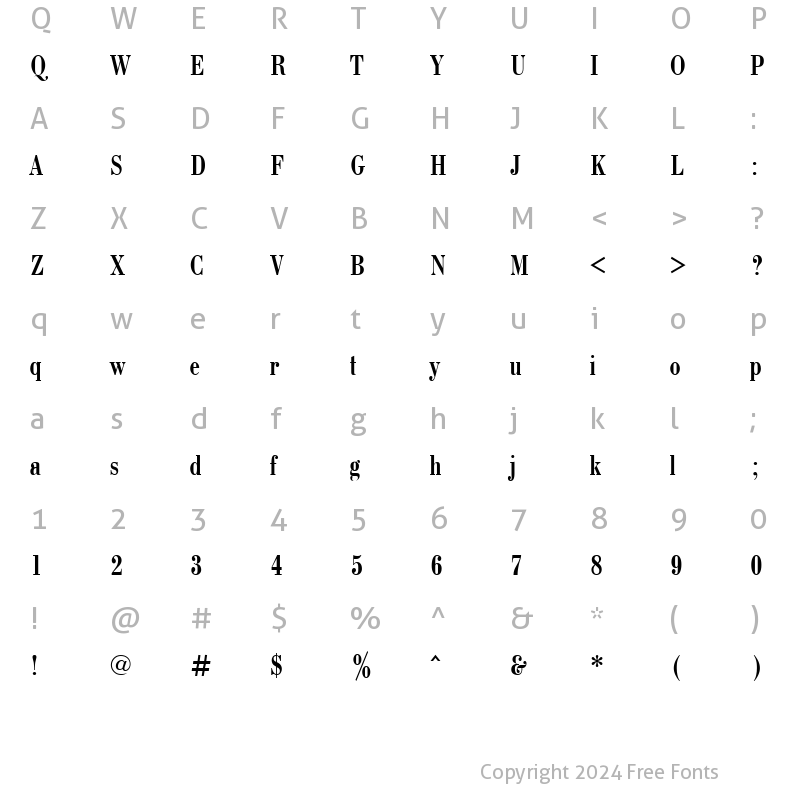 Character Map of BodoniCondCTT Regular