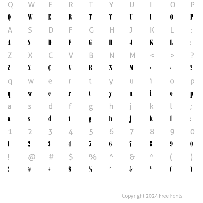 Character Map of BodoniCondensedUltra Regular