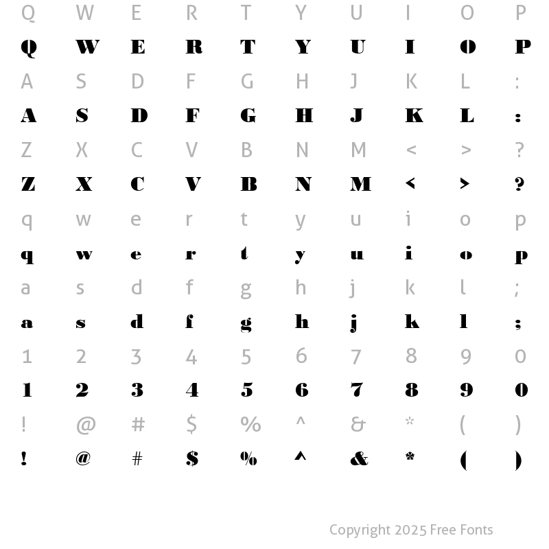Character Map of BodoniDBla Regular