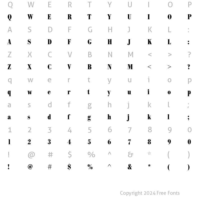 Character Map of BodoniEF Cond Bold