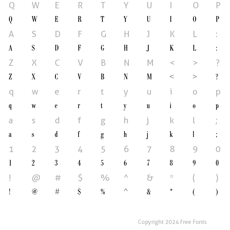 Character Map of BodoniEF Cond Regular