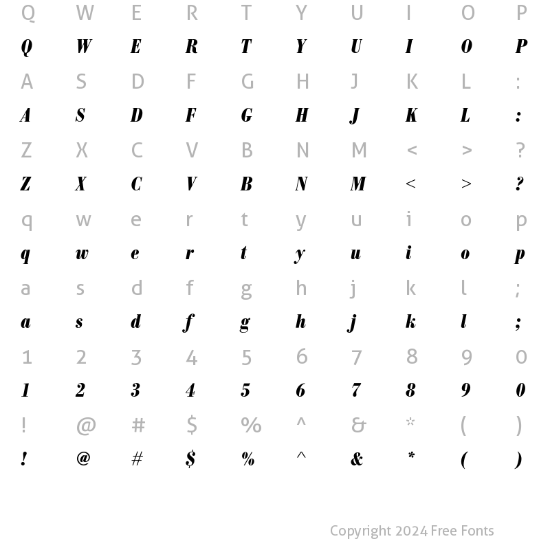 Character Map of BodoniEF CondIta Bold