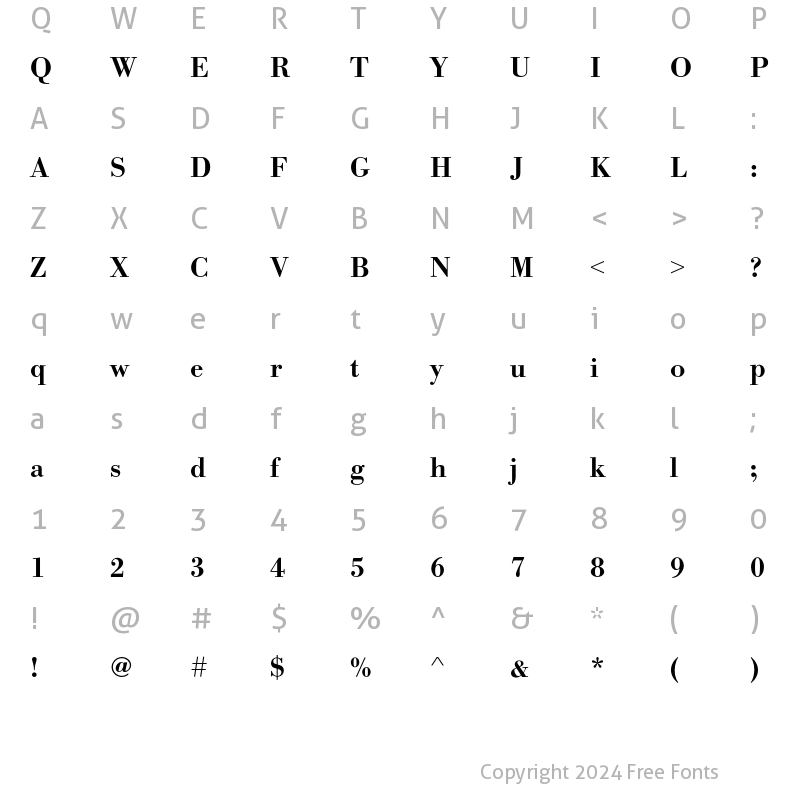 Character Map of BodoniEF DemiBold Regular