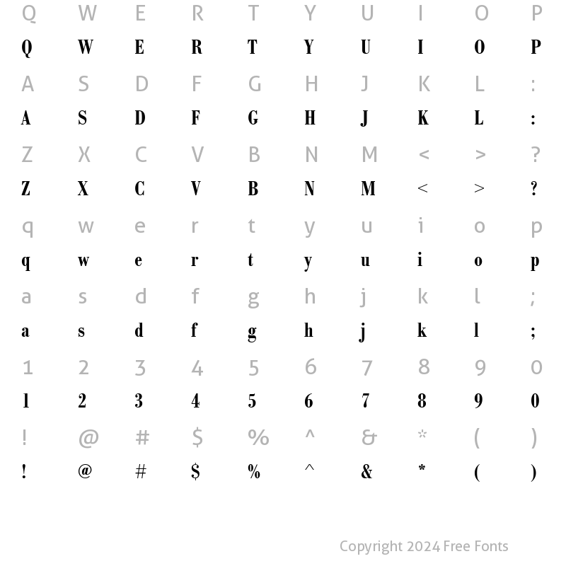 Character Map of BodoniEF DemiBoldCond