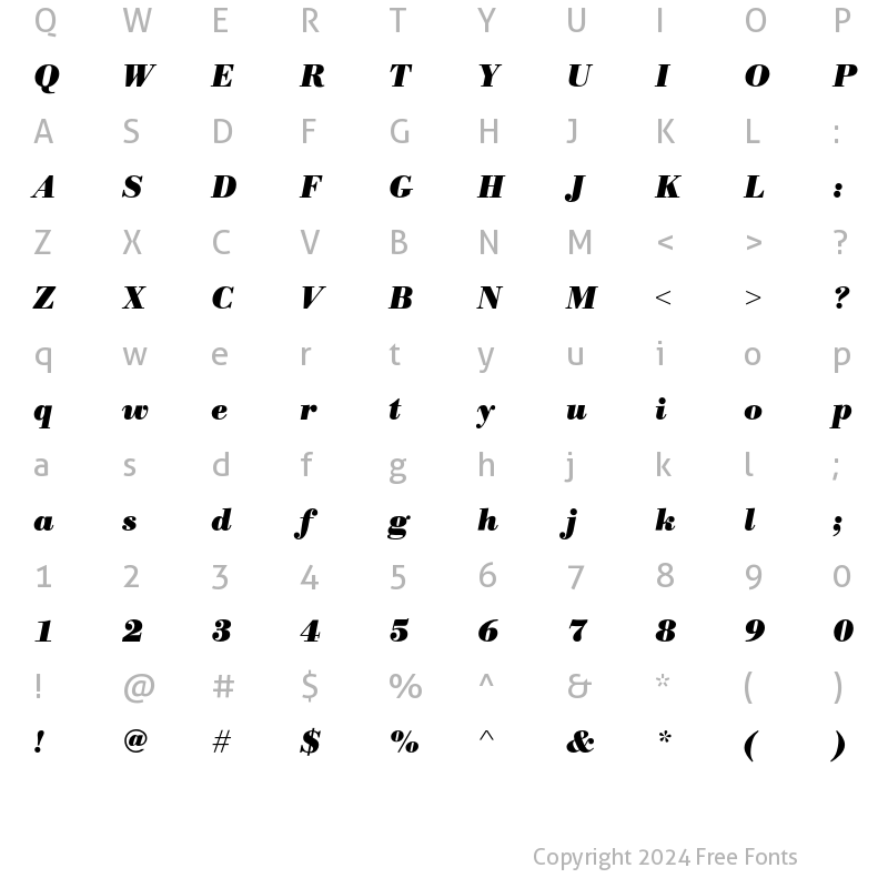 Character Map of BodoniEF Ita Bold