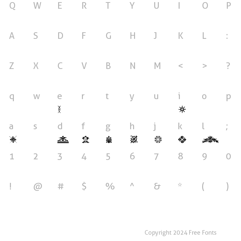 Character Map of BodoniEF Ornaments Regular