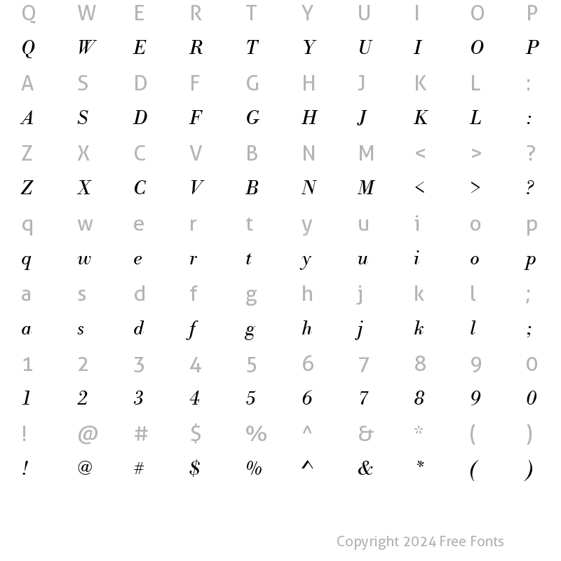 Character Map of BodoniIbmTReg Italic