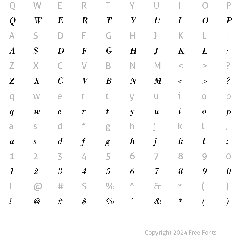 Character Map of BodoniICG Italic