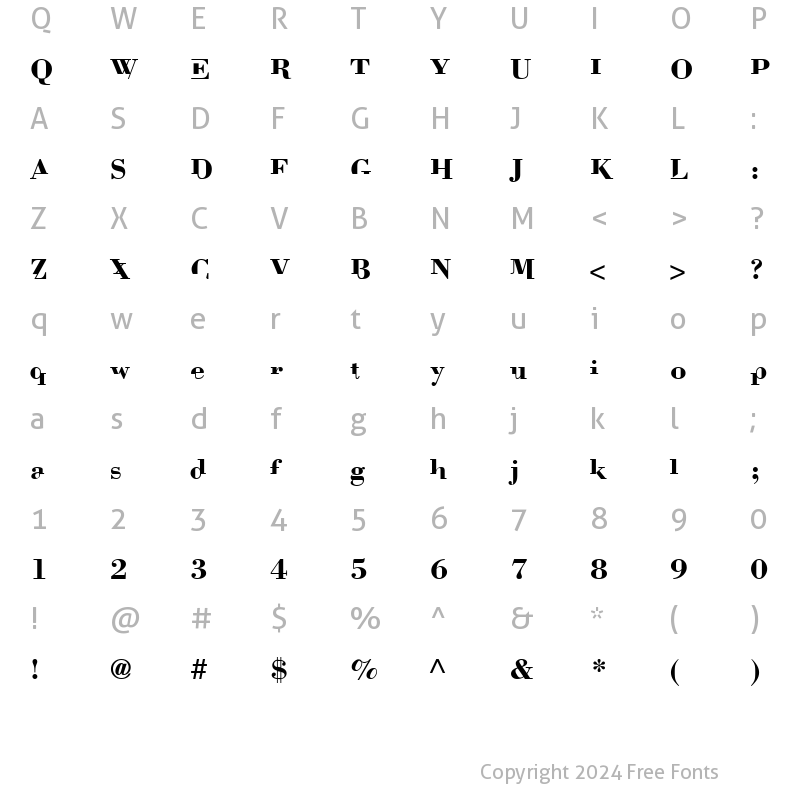 Character Map of BodoniMutant Regular