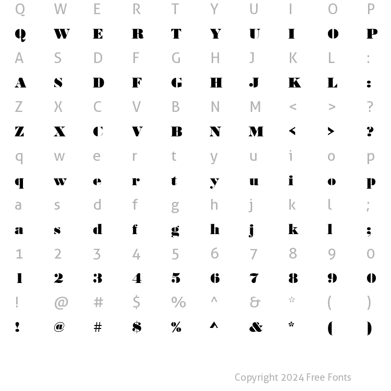 Character Map of BodoniNo2DUlt Regular