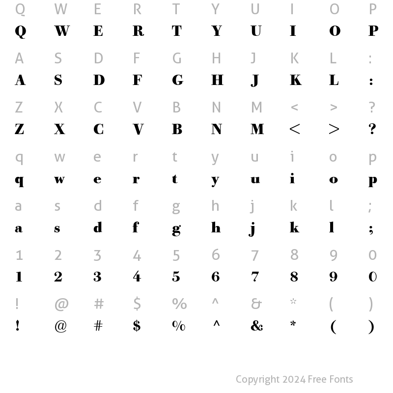 Character Map of BodoniOldFaceBE Bold