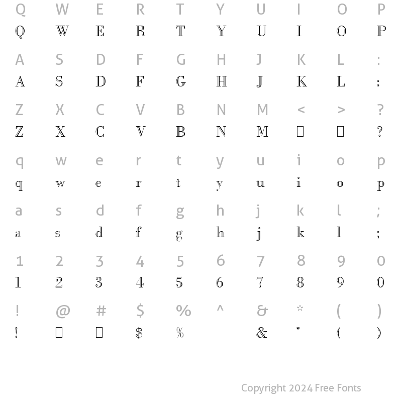 Character Map of BodoniOpen Normal