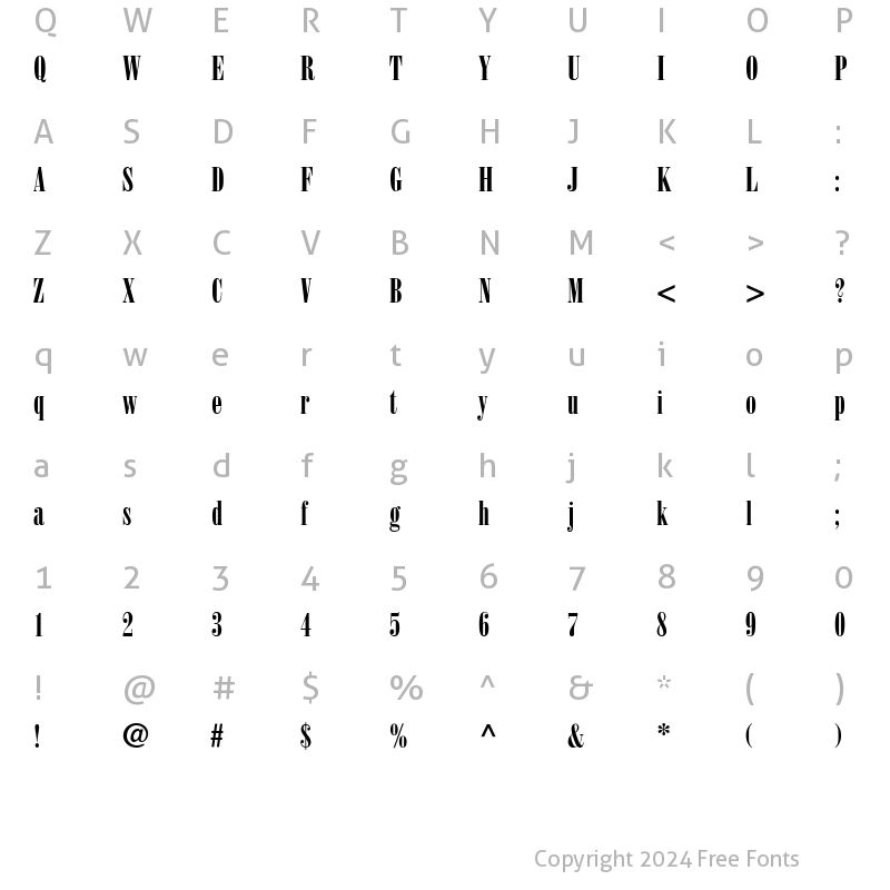 Character Map of BodoniPoster-Compressed Roman